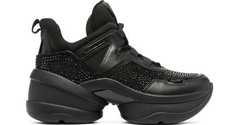 michael kors black rhinestone sneakers|Michael Kors embellished sneakers.